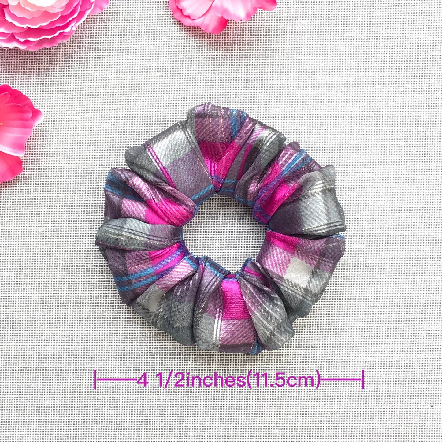 Plaid Scrunchies, Elegant Scrunchies, High Quality Fabric, Ponytail Holders, Bun Holders, Hair Accessories, Gift For Her, Gift For Girl