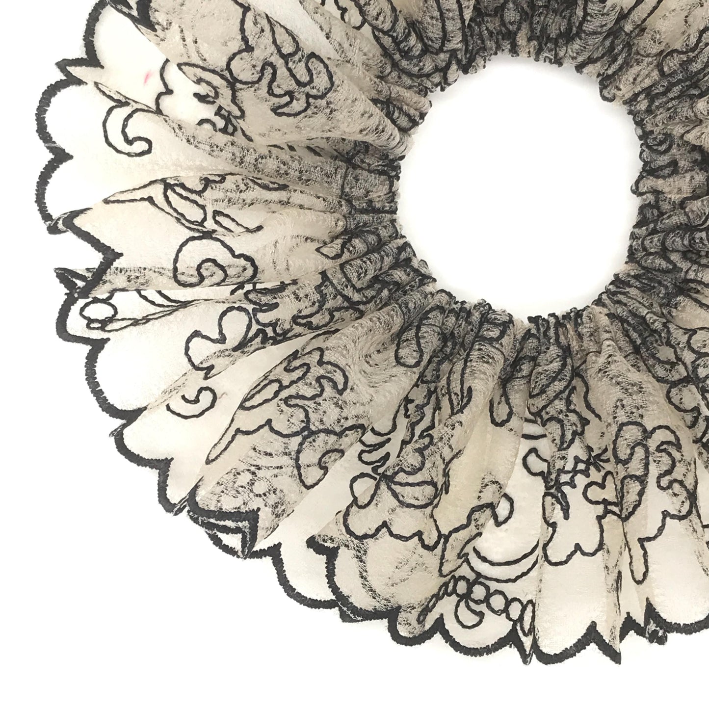 Crystal Embroidered Scrunchies, Feminine, Bar Fits Hair Accessories, Stylish Hair Ties, Creative Ponytail Holders in Champagne Black Color