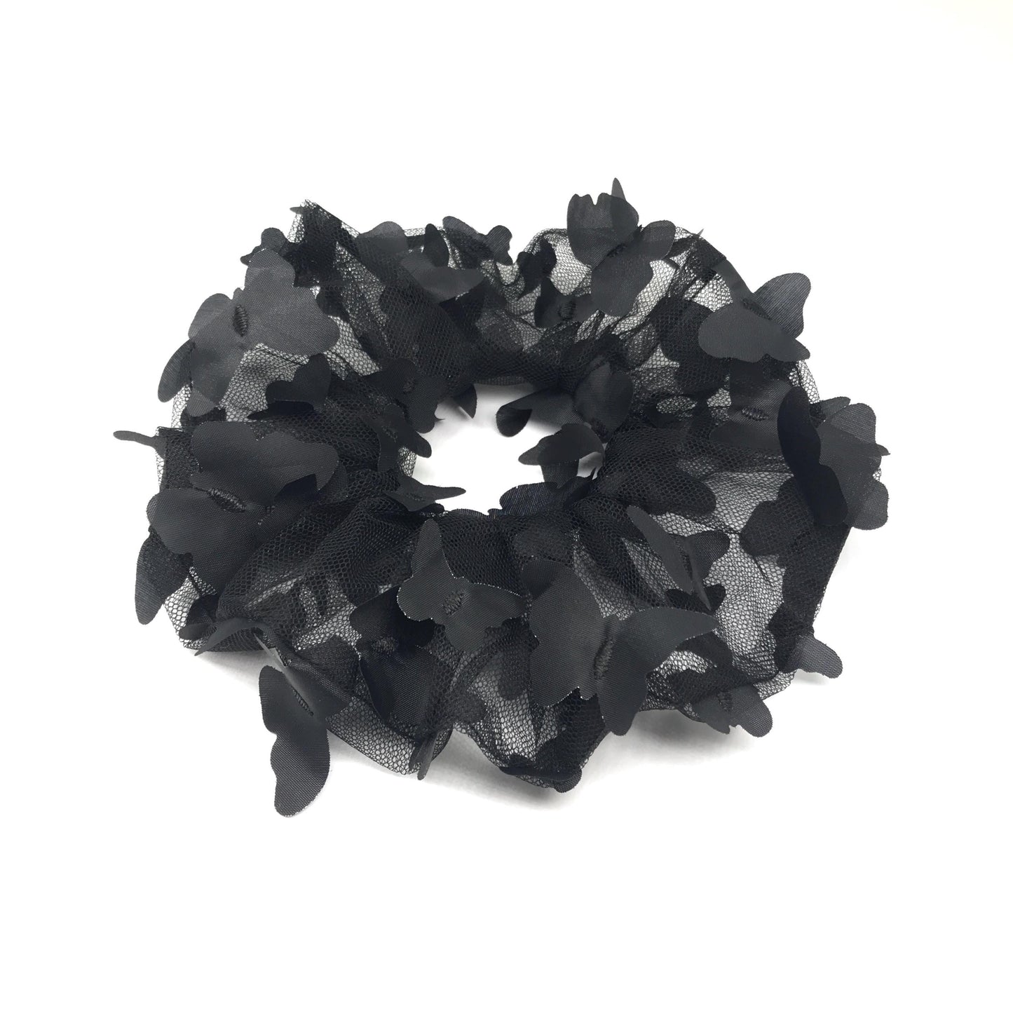 3D Butterfly Tulle Scrunchies Unique Hair Accessories Stylish Hair Ties Creative Ponytail Holders in Black Multiple Colors Perfect for Girls