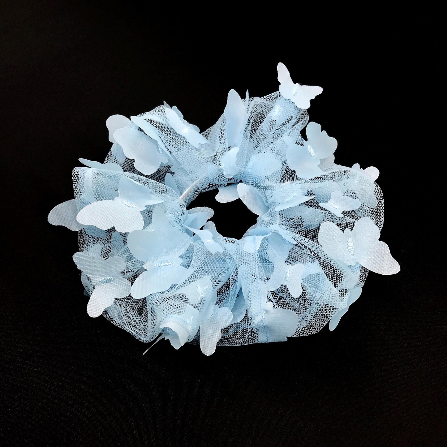 3D Butterfly Tulle Scrunchies Unique Hair Accessories Stylish Hair Ties Creative Ponytail Holders in Blue Multiple Colors Perfect for Girls