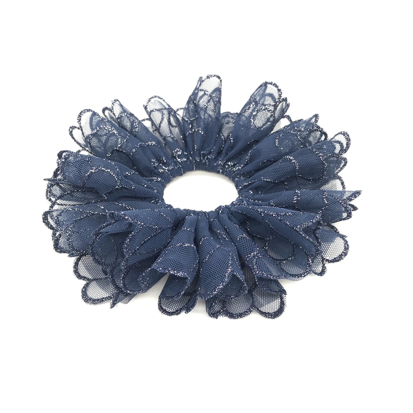 Modern Embroidered Scrunchies, Feminine, Elegant Hair Accessories, Stylish Hair Ties, Club Wear, Creative Ponytail Holders in Blue Color
