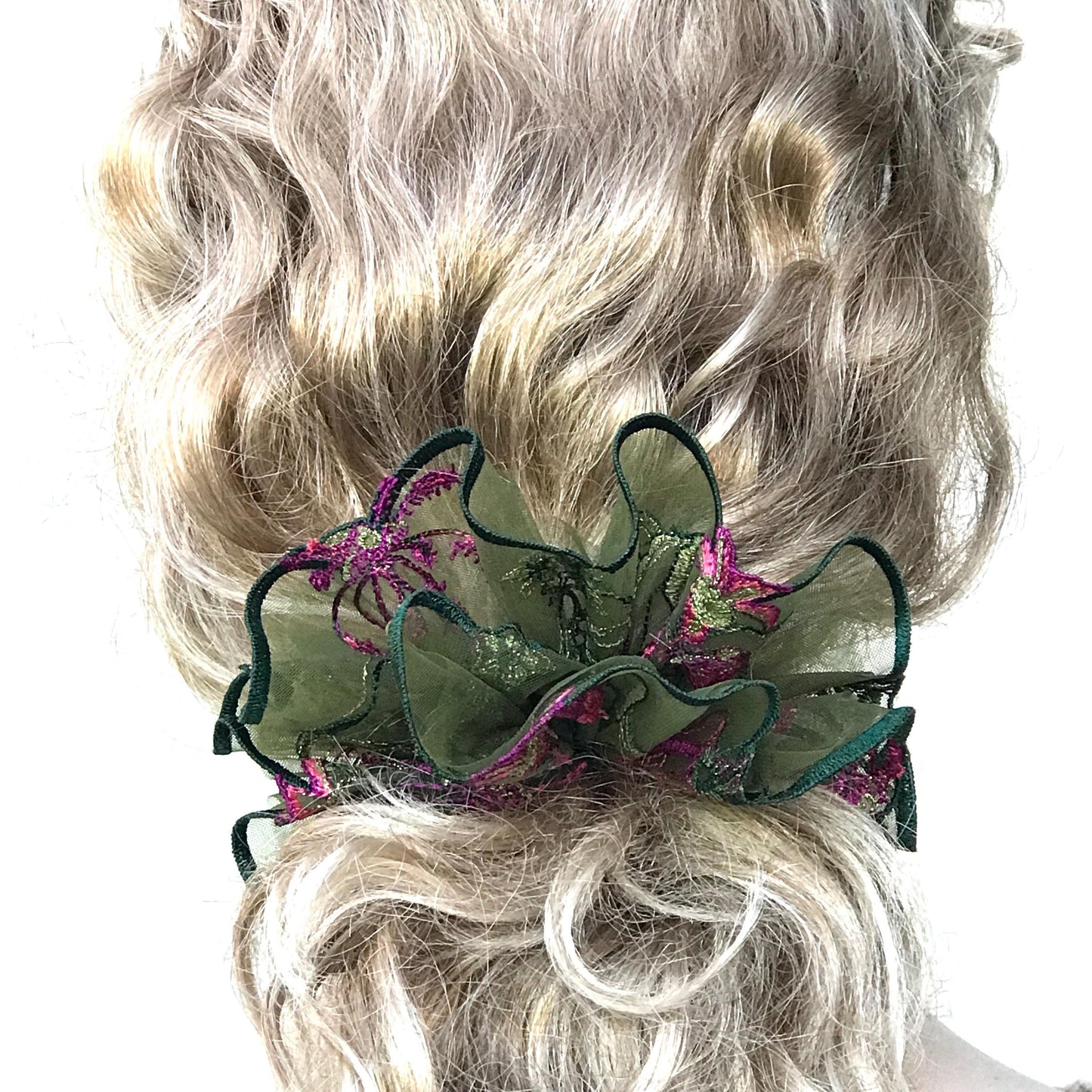 Gorgeous Scrunchies Floral Scrunchy Passionate Colors Club Party Wear Trendy Hair Accessories Stylish Hair Ties Creative Ponytail Holders