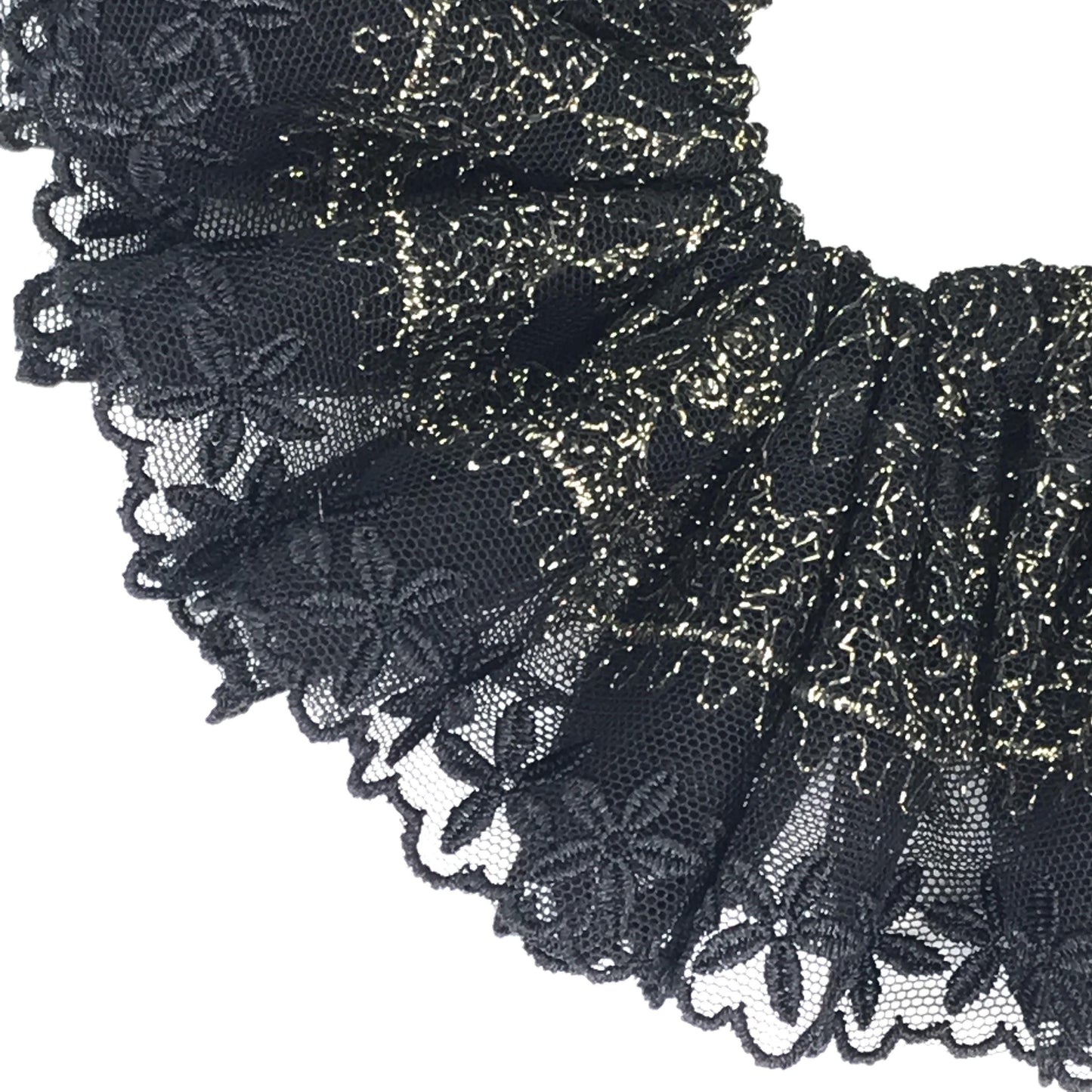 Formal Scrunchies Elegant Embroidered Sunday Church Wear Creative Ponytail Holders Stylish Hair Ties Trendy Hair Accessories in Black Gold