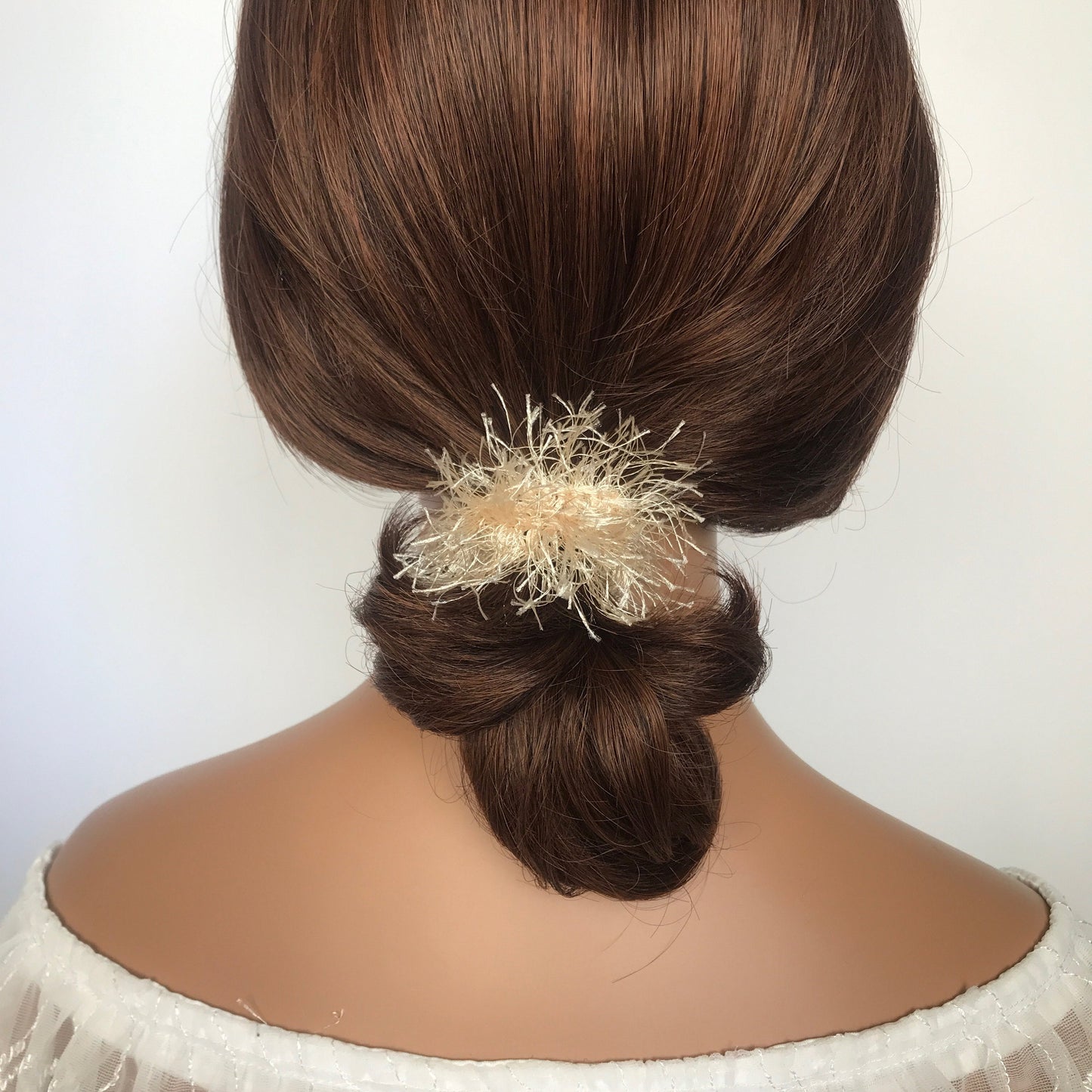 Filament Hair Ties, Fuzzy Hair Ties, Hair Elastic Band, Ponytail Holders, Bun Holders, Hair Tie Bracelet, Beige, Unique, Gift For Girl Her