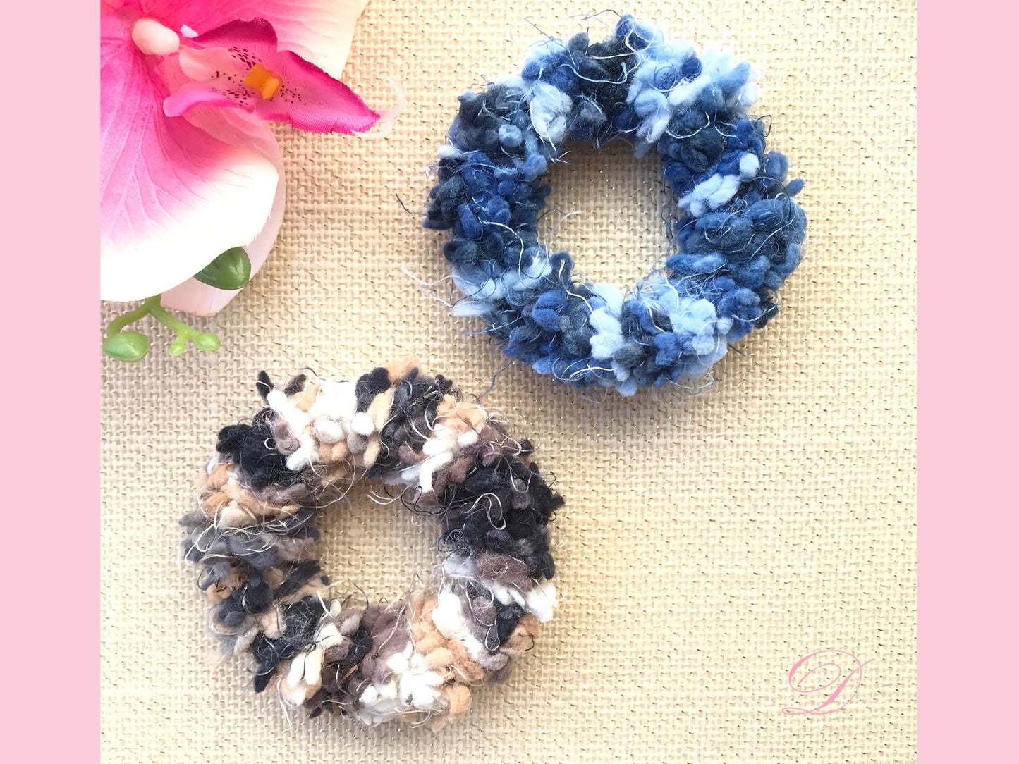 Colorful Hair Ties, Stylish Hair Ties, Ponytail Holders, Bun Holders, Hair Elastic Band, Unique, Blue, Beige, Gift For Girl, Gift For Her