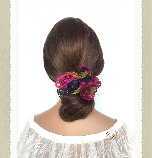 Knit Scrunchies, Fancy Scrunchies, Unique Scrunchies, Ponytail Holders, Bun Holders, Hair Accessories, Hair Ties, Crochet, Gift For Girl Her