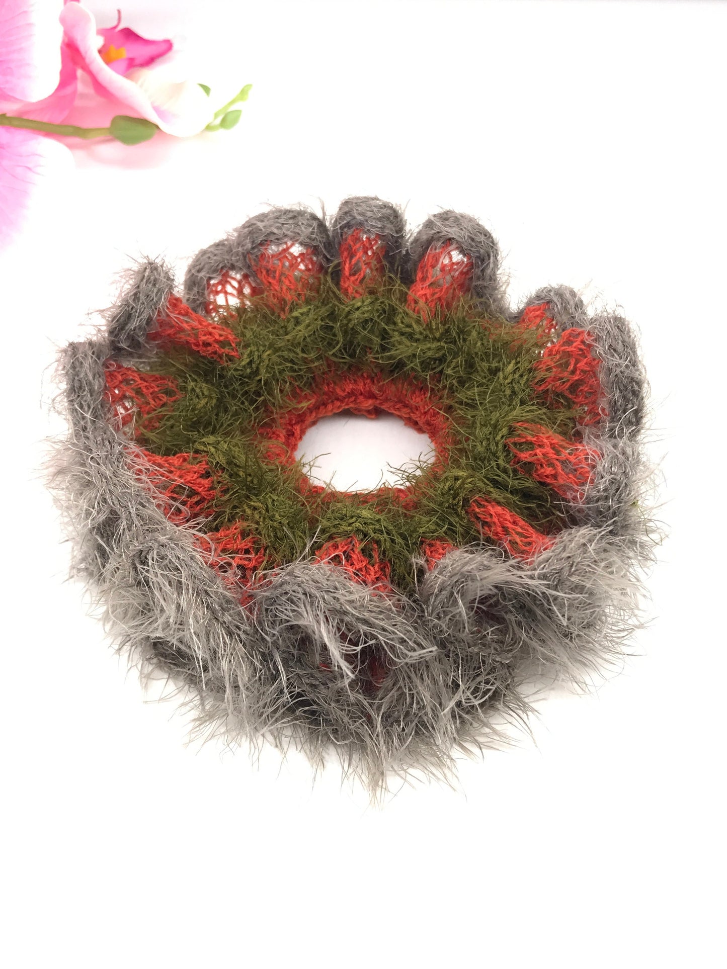 Fancy Scrunchies, Knit Scrunchies, Unique Scrunchies, Ponytail Holders, Bun Holders, Hair Accessories, Colorful, Hair Tie, Gift For Girl Her