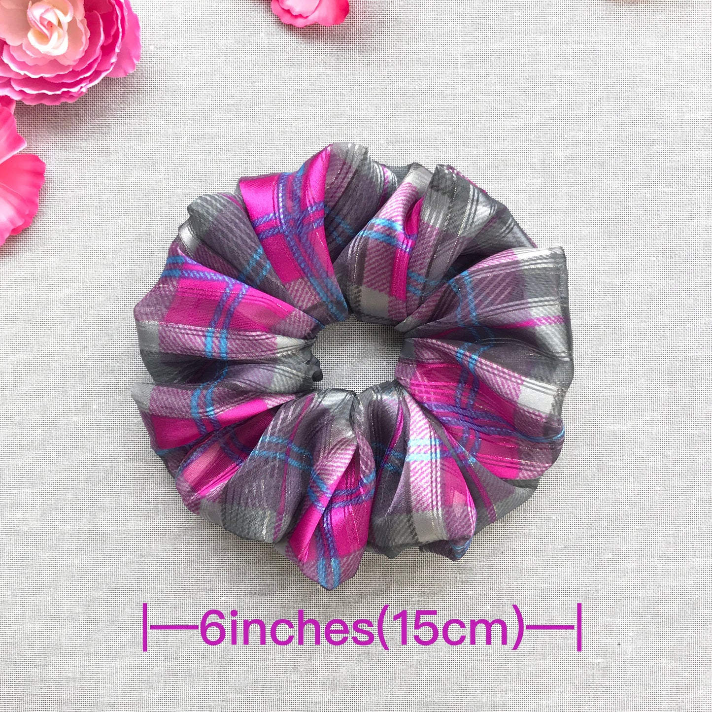Plaid Scrunchies, Elegant Scrunchies, High Quality Fabric, Ponytail Holders, Bun Holders, Hair Accessories, Gift For Her, Gift For Girl