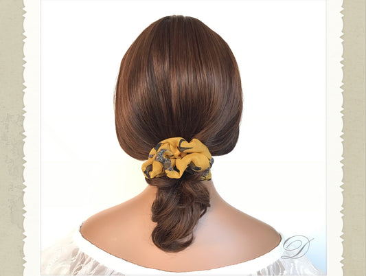 Elegant Scrunchies, Fancy Scrunchies, Ponytail Holders, Bun Holder, Hair Accessories, yellow, Gift For Girl, Christmas Gift, Gift For women