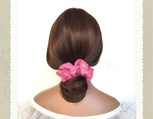 Pretty Scrunchies, Delicate Scrunchies, Ponytail Holder, Bun Holder, Hair Accessories, Pink, Christmas Gift, Gift For Women, Gift For Girl