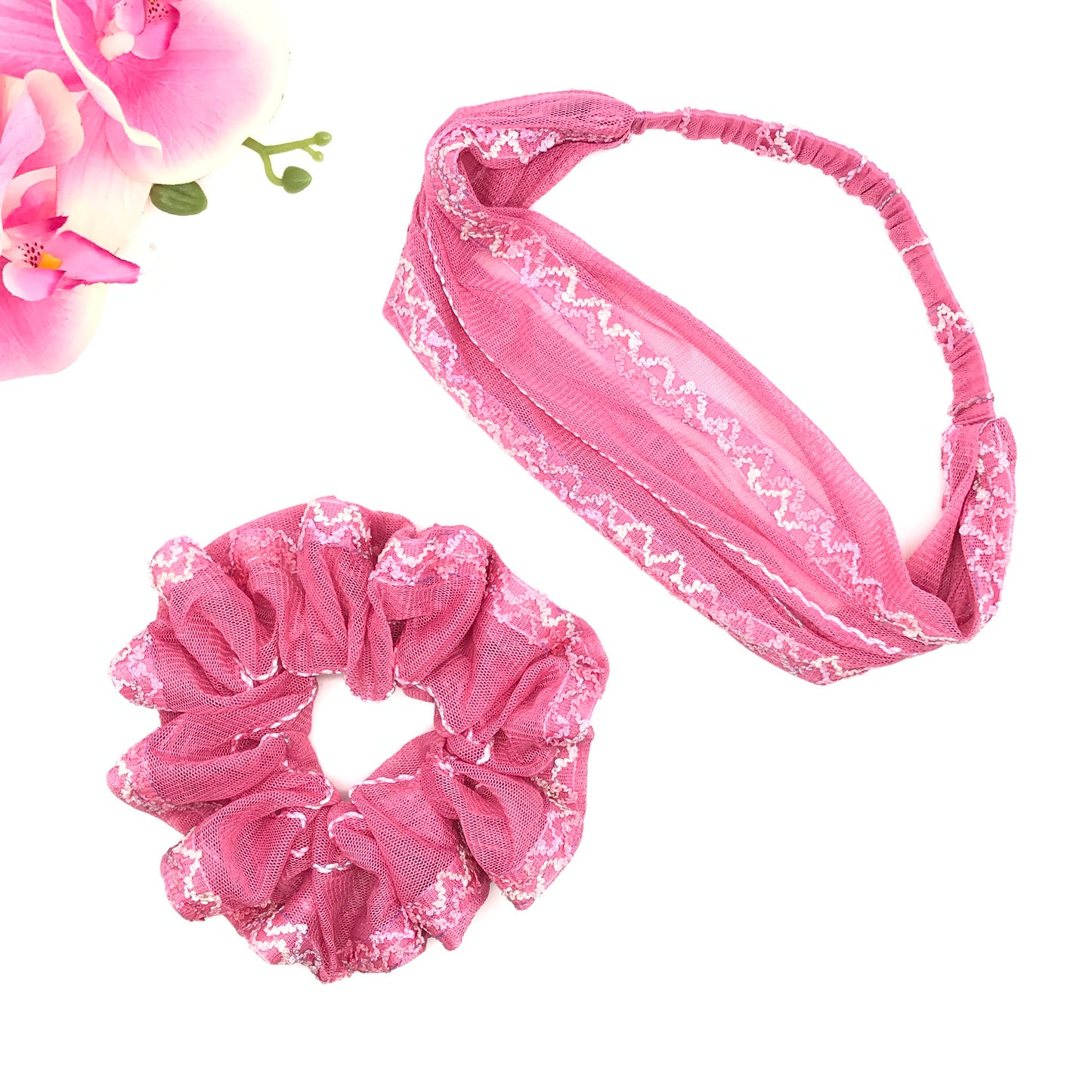 Exquisite Scrunchies, Fancy Scrunchies, Ponytail Holder, Bun Holder, Hair Accessories, Pink, Christmas Gift, Gift For Women, Gift For Girl