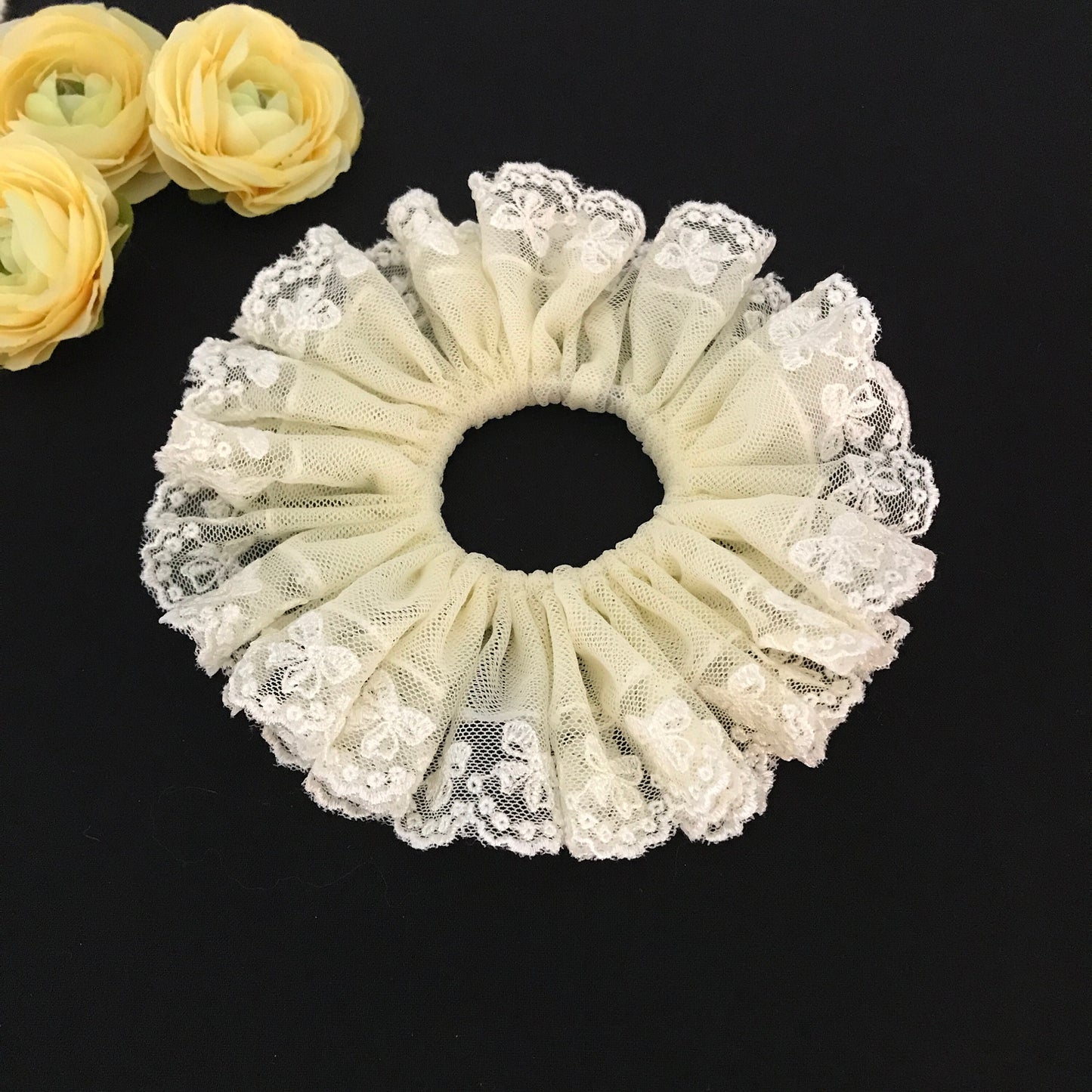 Elegant Scrunchies, Charming Scrunchies, Embroidered Tulle, Ponytail Holders, Bun Holders, Christmas Gift, Gift For Girl, Gift For women