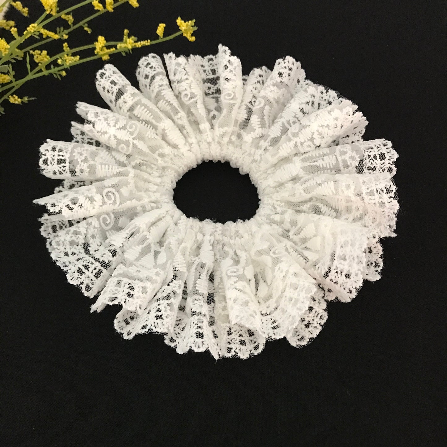 Milky White Scrunchies, Bridal Scrunchies, Elegant Scrunchies, Embroidered Tulle, Ponytail Holder, Hair Tie, Christmas Gift, Gift For Bridal