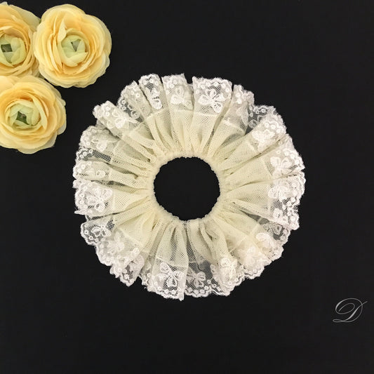 Elegant Scrunchies, Charming Scrunchies, Embroidered Tulle, Ponytail Holders, Bun Holders, Christmas Gift, Gift For Girl, Gift For women