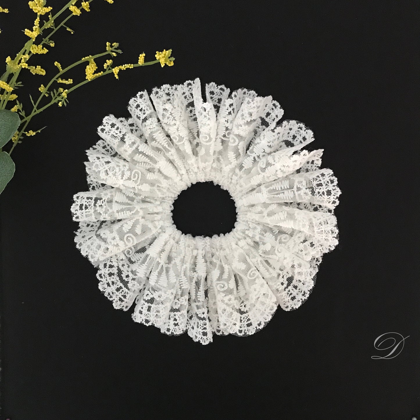 Milky White Scrunchies, Bridal Scrunchies, Elegant Scrunchies, Embroidered Tulle, Ponytail Holder, Hair Tie, Christmas Gift, Gift For Bridal