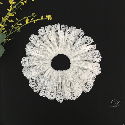 Milky White Scrunchies, Bridal Scrunchies, Elegant Scrunchies, Embroidered Tulle, Ponytail Holder, Hair Tie, Christmas Gift, Gift For Bridal