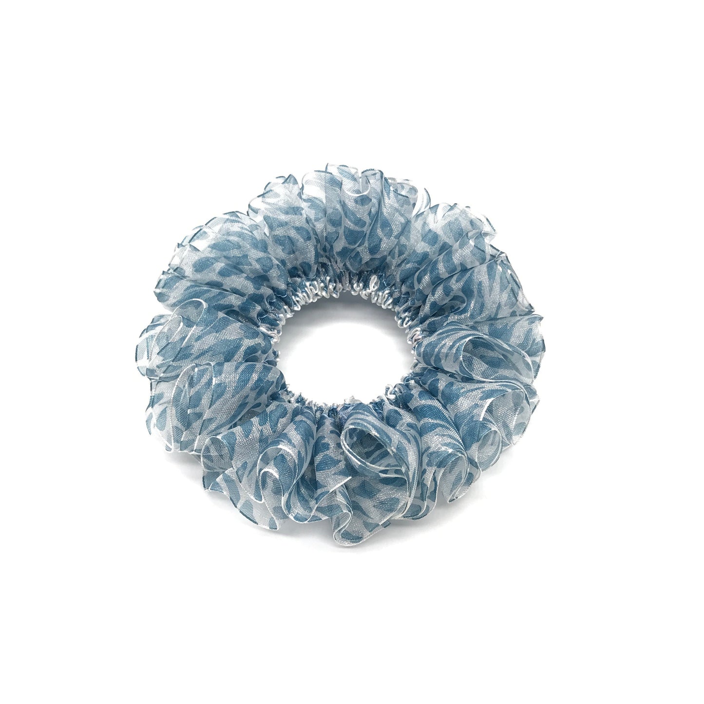 Organza Scrunchies Multilayered Daily Party Wear Pretty Hair Accessories Creative Ponytail Bun Holders Stylish Hair Ties in Carolina Blue