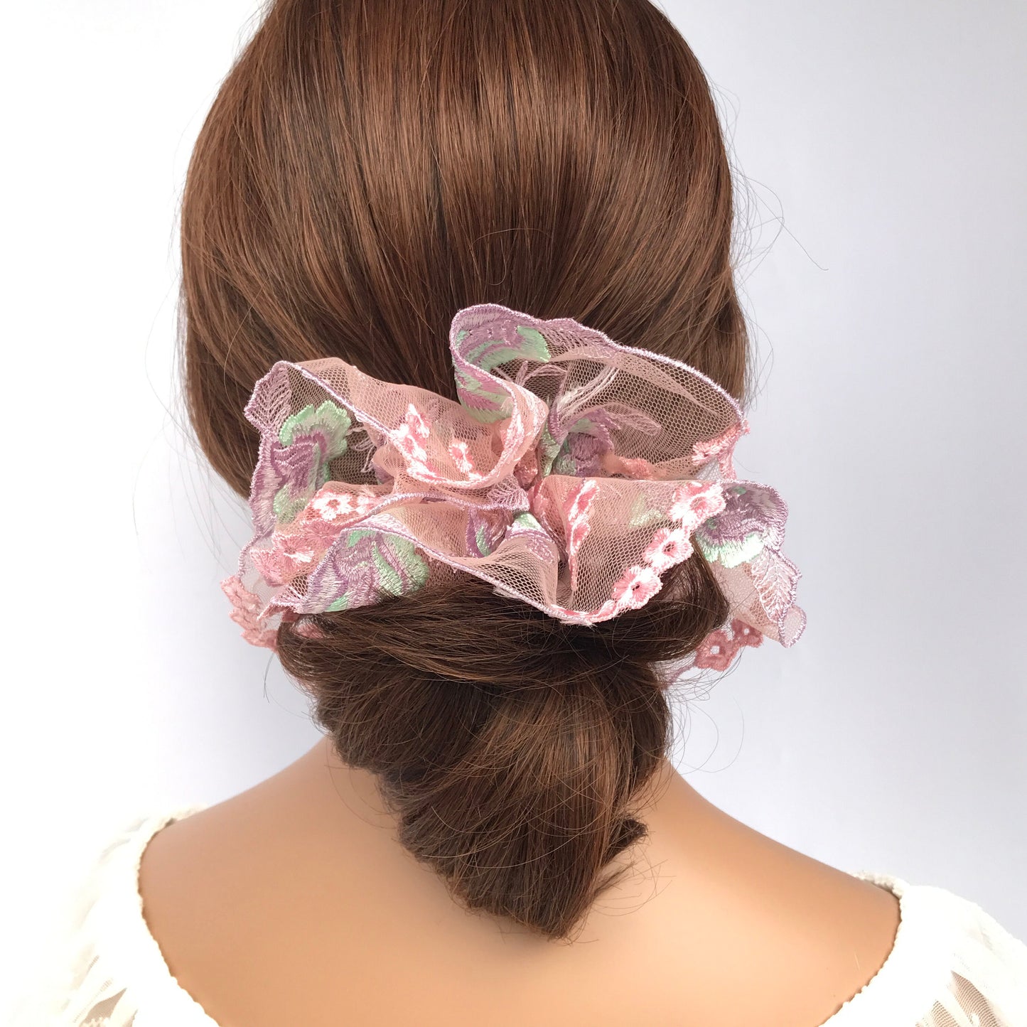 Floral Scrunchies Party Favors Scrunchies Spring Summer Scrunchies Embroidery Scrunchy Oversized Ponytail Holder Designed by Daria L Fashion