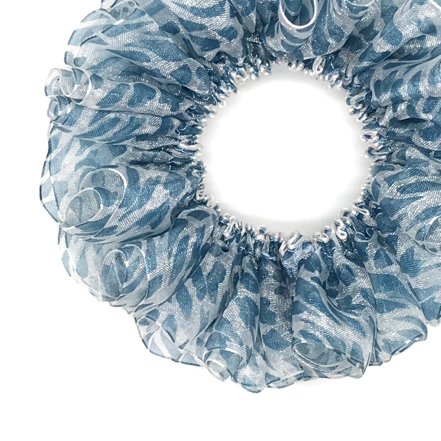 Organza Scrunchies Multilayered Daily Party Wear Pretty Hair Accessories Creative Ponytail Bun Holders Stylish Hair Ties in Carolina Blue