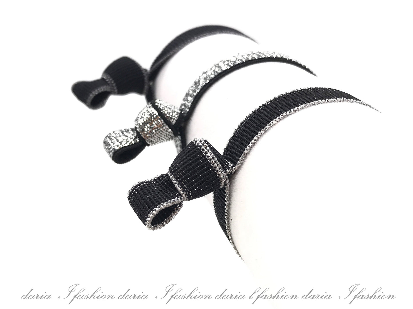 Ribbon Knotted Hair Ties Elastic Ribbon Hair Ties Ponytail Ribbon Hair Ties Knotted Fold Over Hair Band Glittery Designed by Daria L Fashion