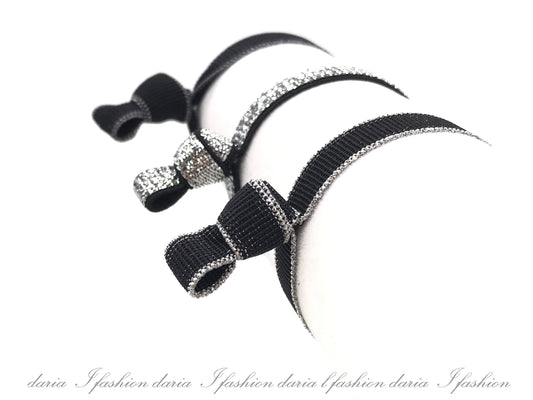 Ribbon Knotted Hair Ties Elastic Ribbon Hair Ties Ponytail Ribbon Hair Ties Knotted Fold Over Hair Band Glittery Designed by Daria L Fashion