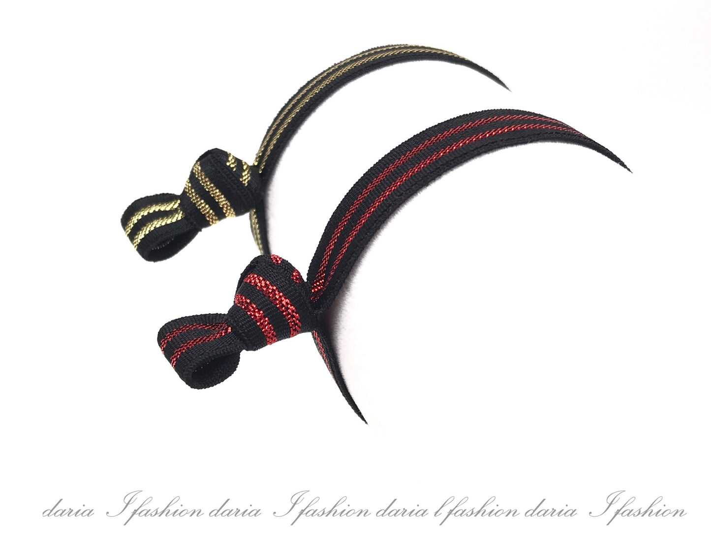 Ribbon Knotted Hair Ties Elastic Ribbon Hair Ties Ponytail Ribbon Hair Ties Knotted Fold Over Hair Band Glittery Designed by Daria L Fashion