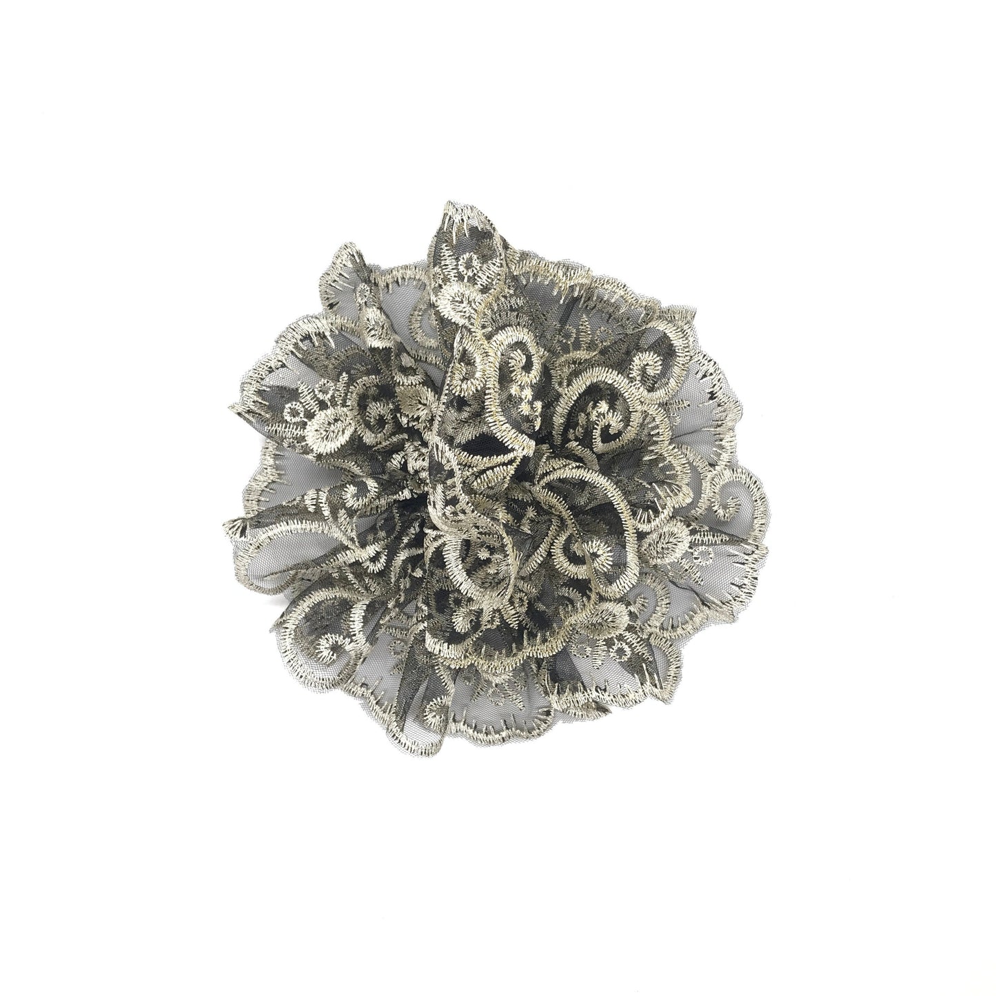 Luxurious Embroidered Scrunchies, Elegant Hair Accessories, Stylish Hair Ties, Feminine, Formal Wear, Creative Ponytails Holders in Black