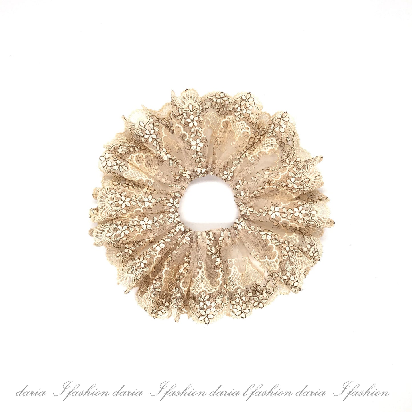 Daria L Formal Scrunchies Sunday Wear Elegant Scrunchies Church Wear Embroidery Scrunchies Ponytail Holders Stylish Hair Ties Gift For Mom