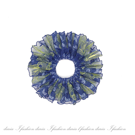 Daria L Floral Scrunchies Romantic Scrunchies Party Scrunchies Spring Scrunchies Summer Scrunchies Royal Blue Ponytail Holder Gift For Mom