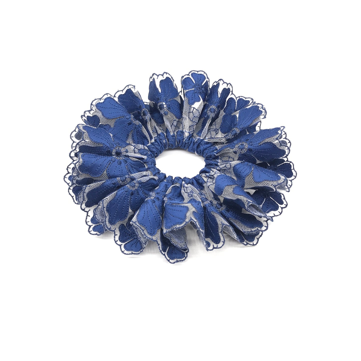 Daria L Formal Scrunchies Sunday Wear Elegant Scrunchies Church Scrunchies Floral Scrunchies Ponytail Holders Royal Blue Colors Gift For Mom