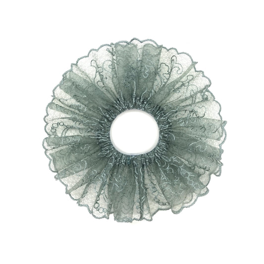 Crystal Embroidered Scrunchies, Feminine, Bar Fits Hair Accessories, Stylish Hair Ties, Creative Ponytail and Bun Holders in Aquamarine