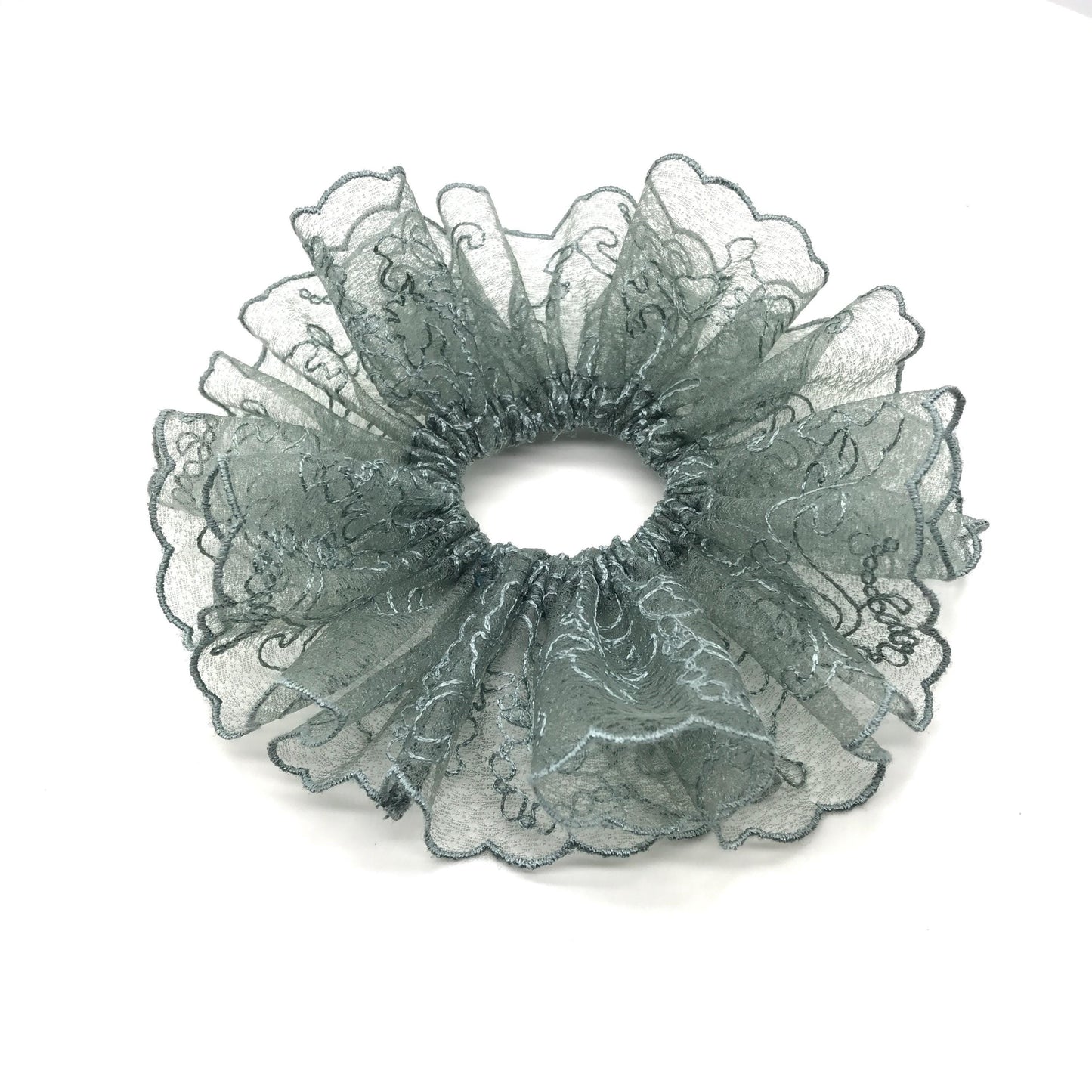 Crystal Embroidered Scrunchies, Feminine, Bar Fits Hair Accessories, Stylish Hair Ties, Creative Ponytail and Bun Holders in Aquamarine