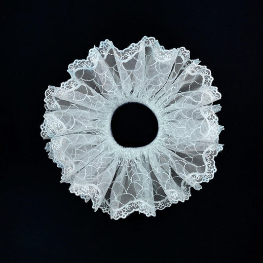 Crystal Embroidered Scrunchies, Mermaid, Fresh and Elegant Hair Accessories, Stylish Hair Ties, Creative Ponytail Holders in Pale Blue Color