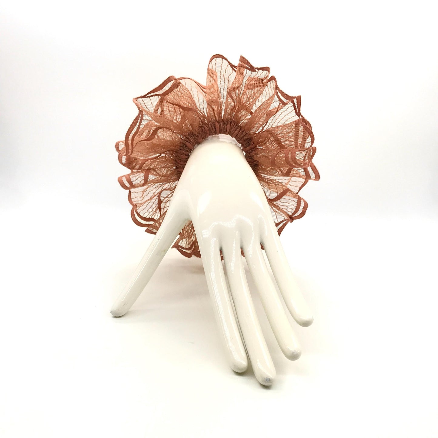 Modern Embroidered Scrunchies, Feminine, Elegant Hair Accessories, Stylish Hair Ties, Club Wear, Creative Ponytail Holders in Copper Color