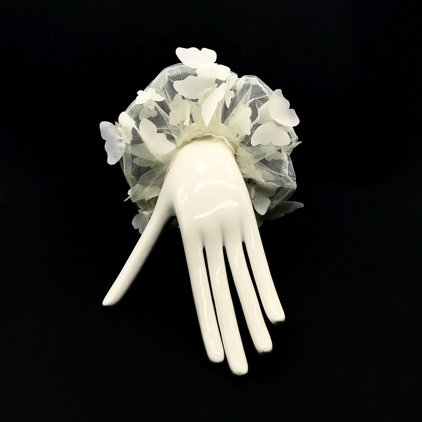 3D Butterfly Tulle Scrunchies Unique Hair Accessories Stylish Hair Ties Creative Ponytail Holders in Ivory Multiple Colors Perfect for Girls