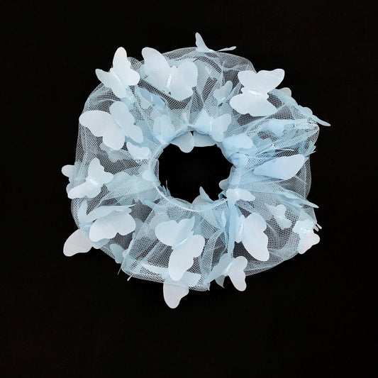 3D Butterfly Tulle Scrunchies Unique Hair Accessories Stylish Hair Ties Creative Ponytail Holders in Blue Multiple Colors Perfect for Girls