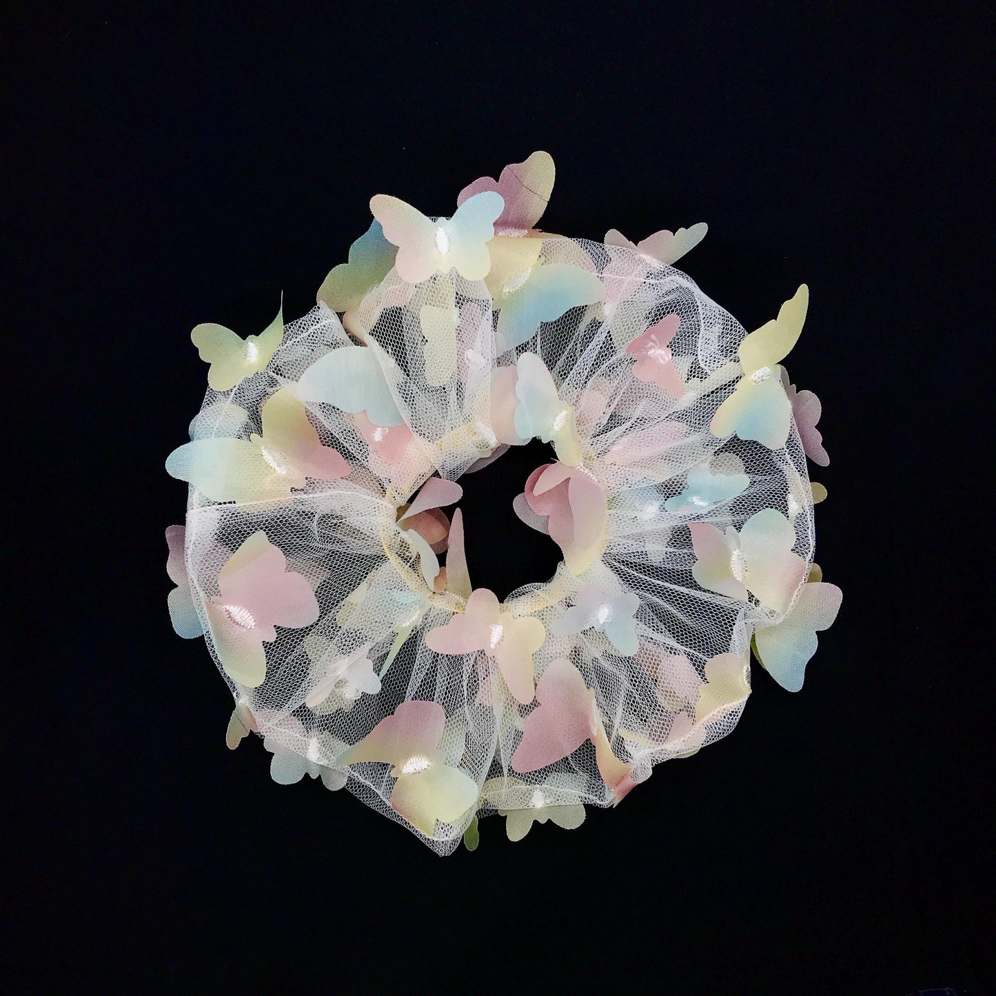 3D Butterfly Tulle Scrunchies Unique Hair Accessory Stylish Hair Ties Creative Ponytail Holder in Colorful Multiple Colors Perfect for Girls