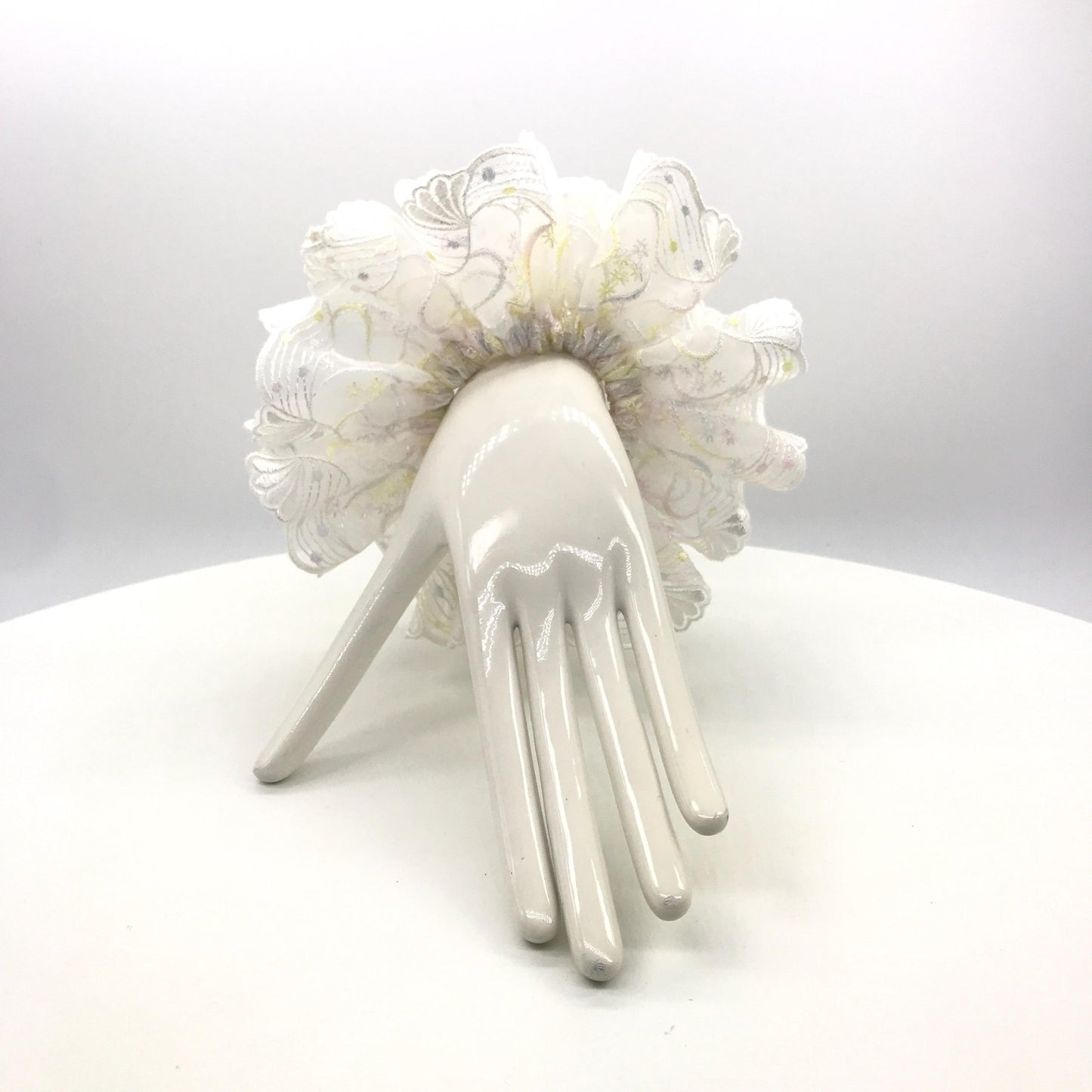 Formal Scrunchies, Date Wear, Romantic Gifts, Pretty Hair Accessories, Stylish Hair Ties, Creative Ponytails, and Bun Holders in White Color