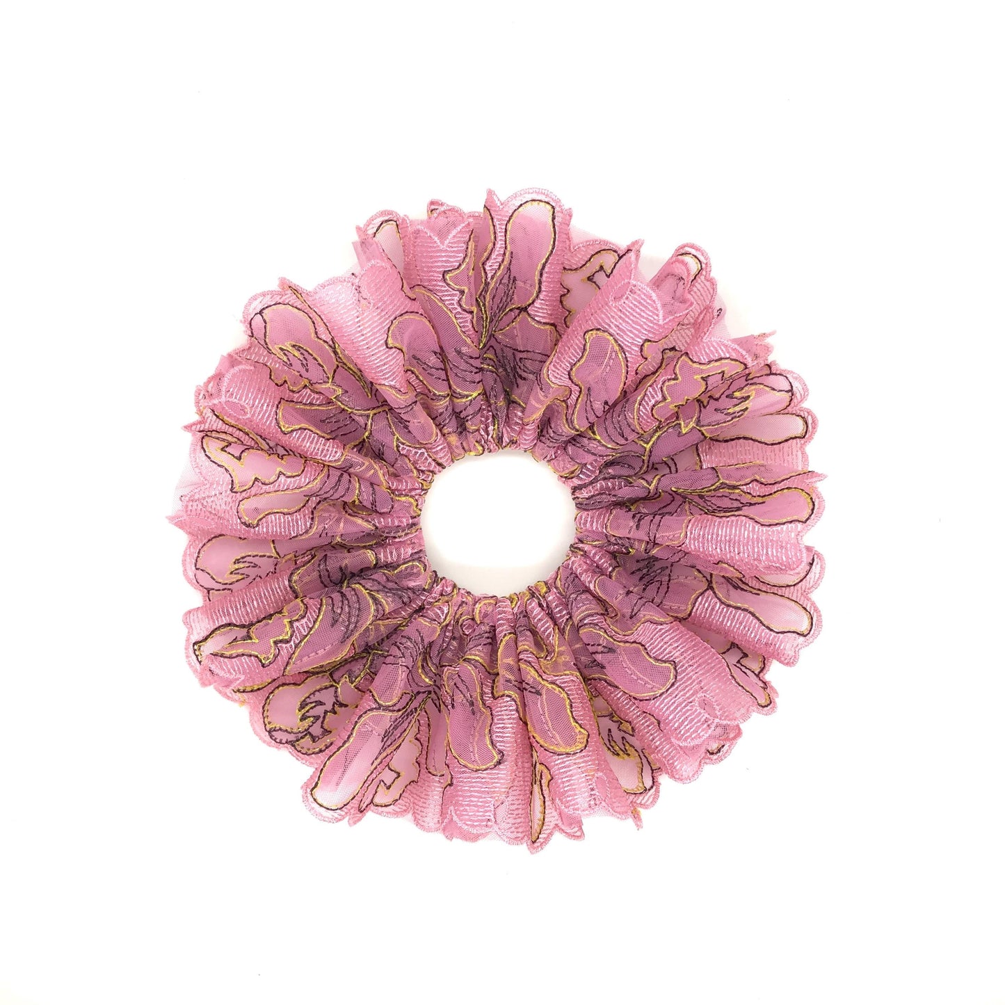 Luxurious Scrunchies, Floral Scrunchy, Quietly Elegant Hair Accessories, Stylish Hair Ties, Creative Ponytails Holders in Rosepink Color