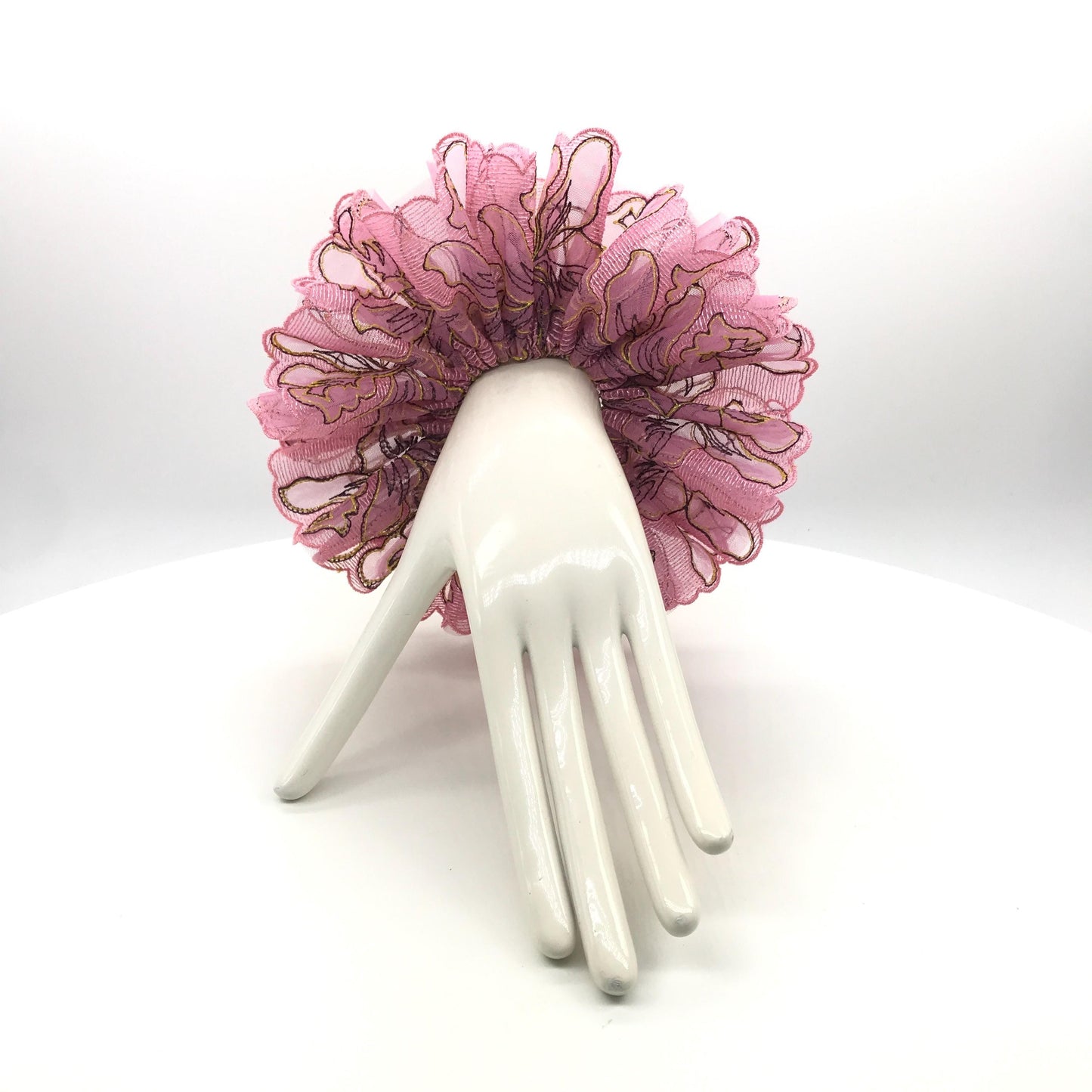 Luxurious Scrunchies, Floral Scrunchy, Quietly Elegant Hair Accessories, Stylish Hair Ties, Creative Ponytails Holders in Rosepink Color