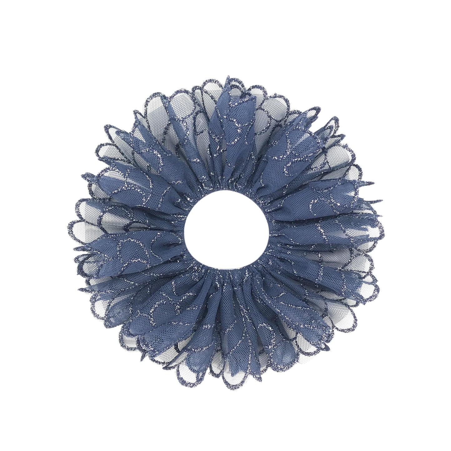 Modern Embroidered Scrunchies, Feminine, Elegant Hair Accessories, Stylish Hair Ties, Club Wear, Creative Ponytail Holders in Blue Color