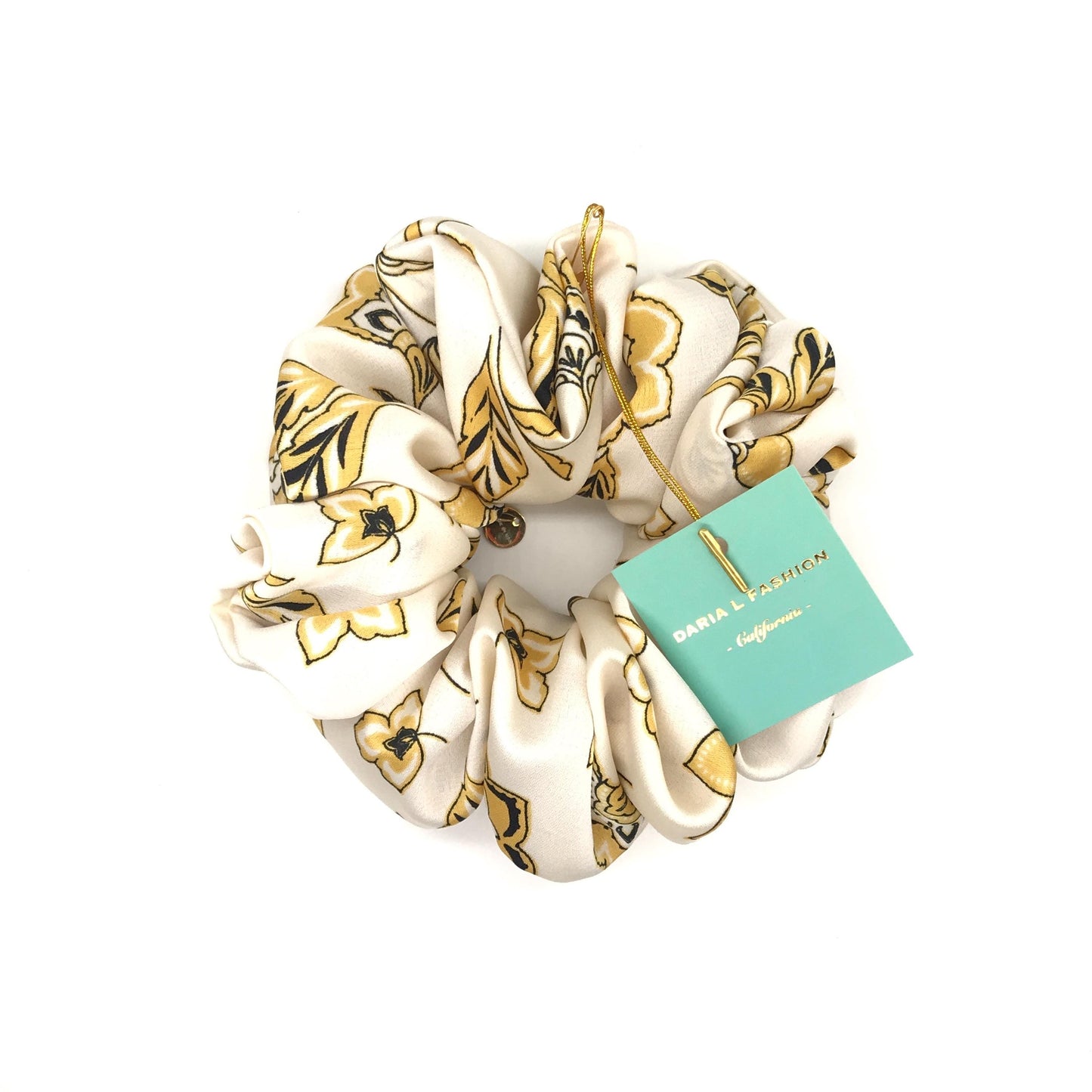 Floral Scrunchies, Gorgeous Daily Party Bar Wear Pretty Ponytail Bun Holders, Fancy Hair Ties, Stylish Hair Accessories in Beige Multi-Color