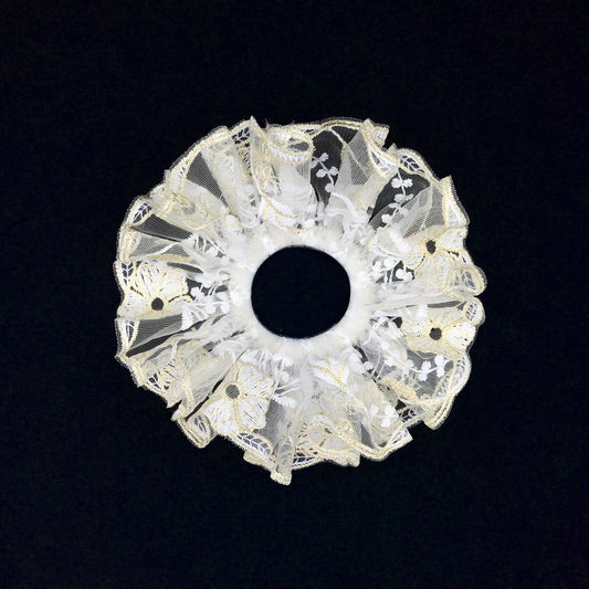 Formal Scrunchies, Embroidered, Elegant Hair Accessories, Stylish Hair Ties, Creative Ponytail Bun Holders in Light Colors, Romantic Gifts