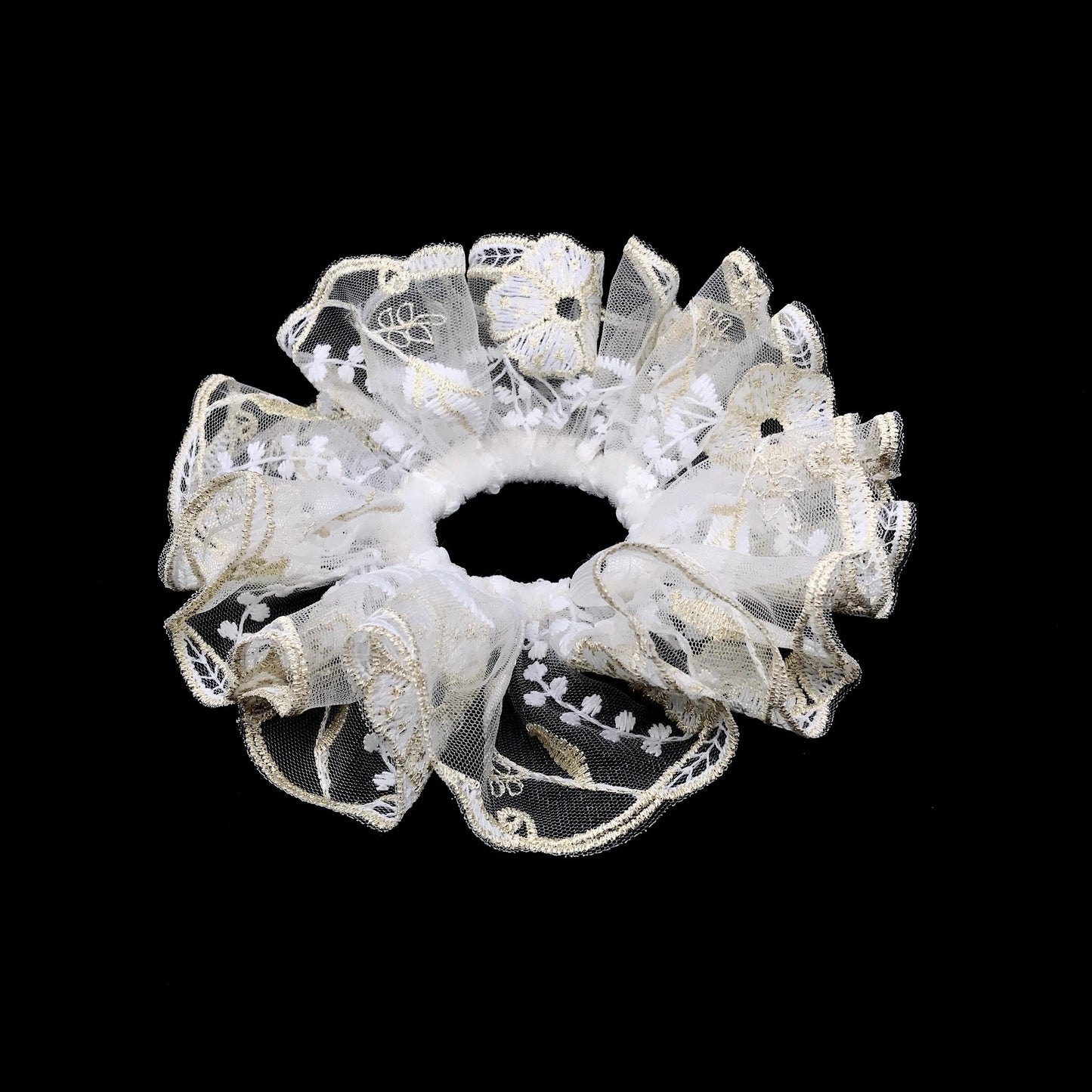 Formal Scrunchies, Embroidered, Elegant Hair Accessories, Stylish Hair Ties, Creative Ponytail Bun Holders in Light Colors, Romantic Gifts