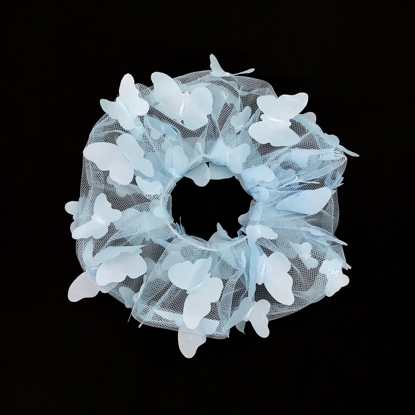 3D Butterfly Tulle Scrunchies Unique Hair Accessories Stylish Hair Ties Creative Ponytail Holders in Blue Multiple Colors Perfect for Girls