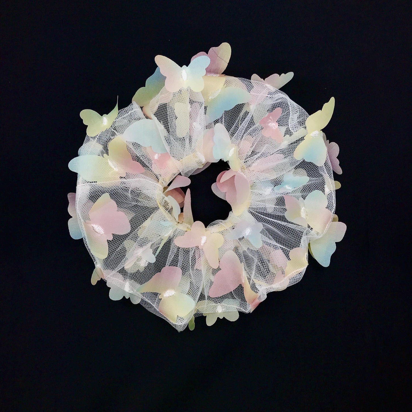 3D Butterfly Tulle Scrunchies Unique Hair Accessory Stylish Hair Ties Creative Ponytail Holder in Colorful Multiple Colors Perfect for Girls