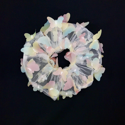 3D Butterfly Tulle Scrunchies Unique Hair Accessory Stylish Hair Ties Creative Ponytail Holder in Colorful Multiple Colors Perfect for Girls
