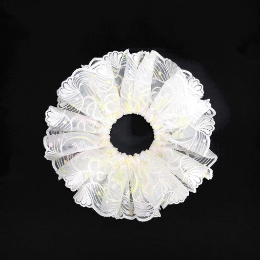 Formal Scrunchies, Date Wear, Romantic Gifts, Pretty Hair Accessories, Stylish Hair Ties, Creative Ponytails, and Bun Holders in White Color