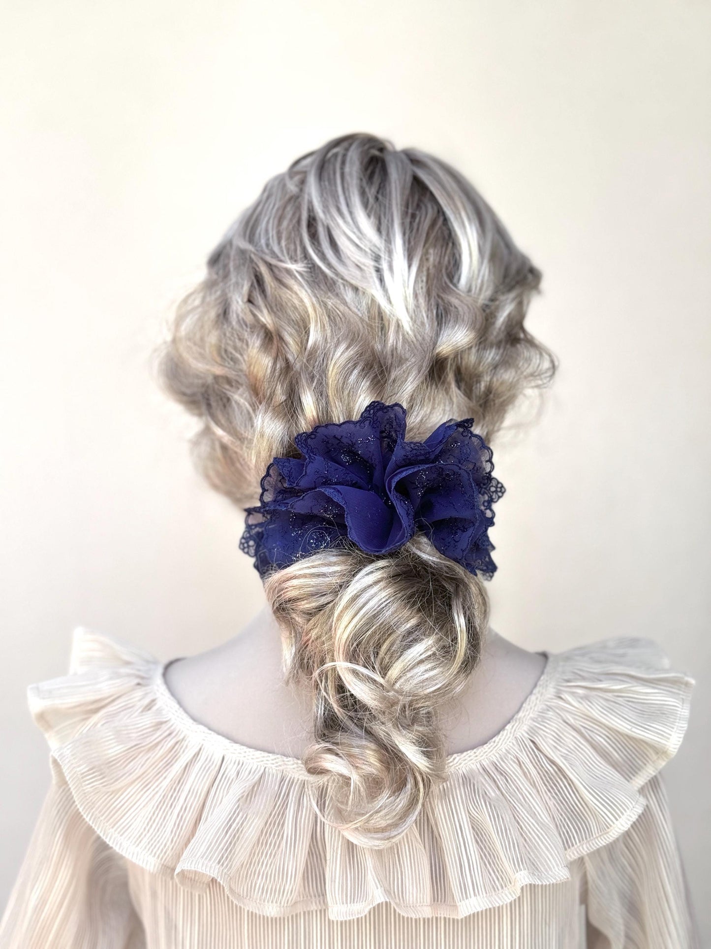 Elegant Scrunchies, Formal Wear, Matured, Attractive Hair Accessories, Stylish Hair Ties, Creative Ponytail Bun Holders in Royal Blue Color