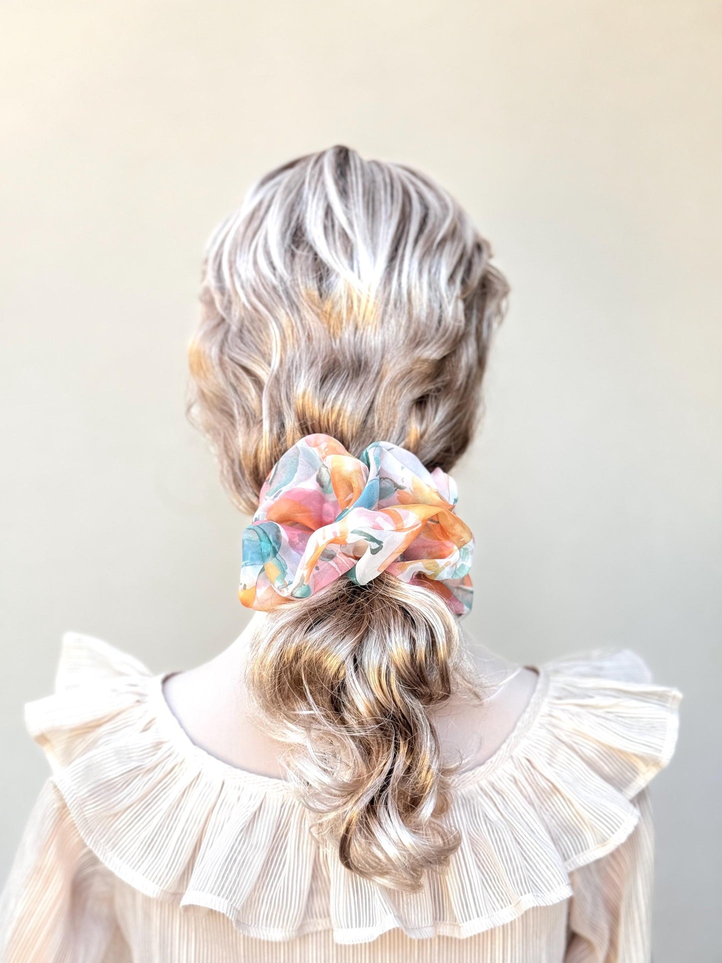 Floral Scrunchies, Gorgeous Spring Daily Party Wear, Pretty Ponytail Bun Holders, Fancy Hair Ties, Stylish Hair Accessories in Vibrant Color
